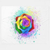 レインボーカラフルバラ フリースブランケット (正面(横))