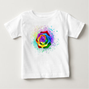 レインボーカラフルバラ ベビーTシャツ