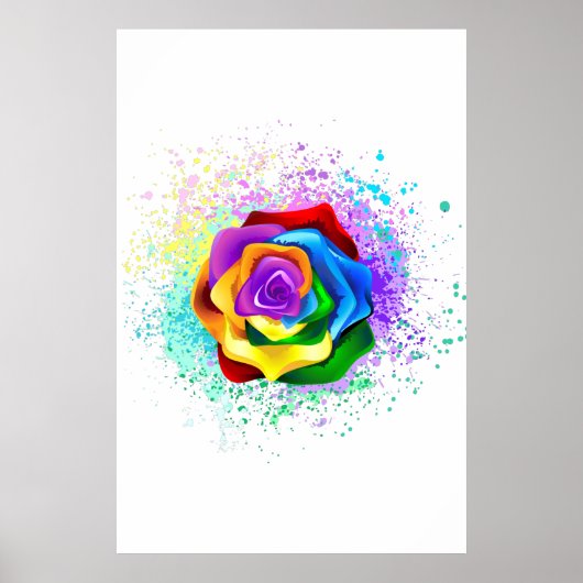レインボーカラフルバラ ポスター (正面)