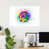 レインボーカラフルバラ ポスター (ホームオフィス)