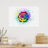 レインボーカラフルバラ ポスター (キッチン)