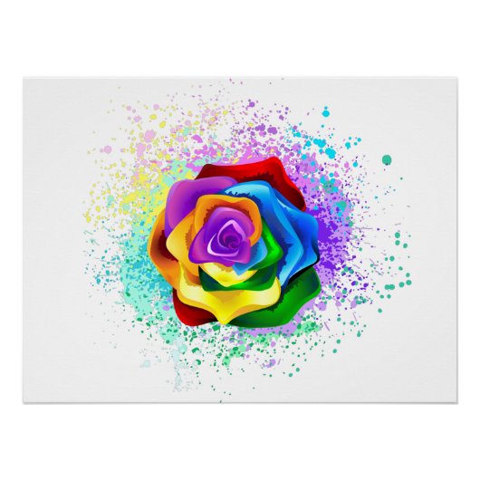 レインボーカラフルバラ ポスター (正面)