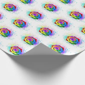 レインボーカラフルバラ ラッピングペーパー (角)