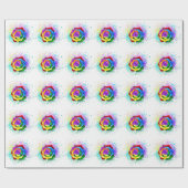 レインボーカラフルバラ ラッピングペーパー (フラット)