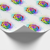 レインボーカラフルバラ ラッピングペーパー (角)