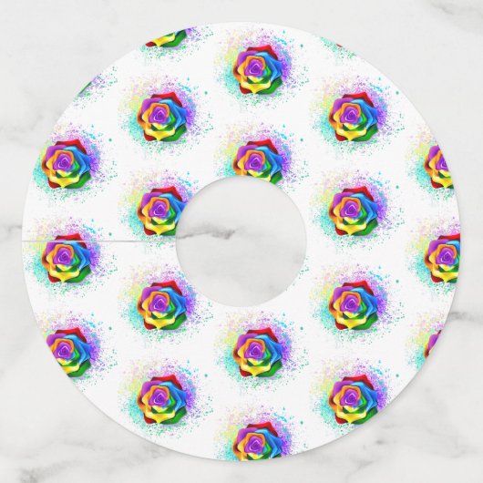 レインボーカラフルバラ ワイングラスタグ (正面)