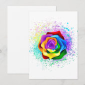 レインボーカラフルバラ 招待状 (正面/裏面)