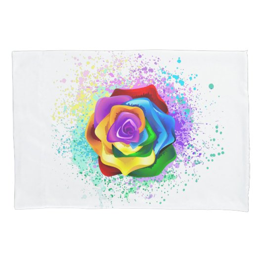 レインボーカラフルバラ 枕カバー (正面左)