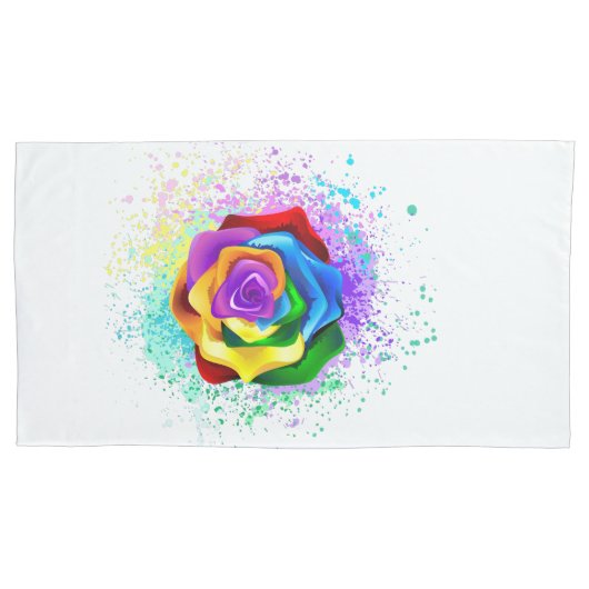 レインボーカラフルバラ 枕カバー (正面左)