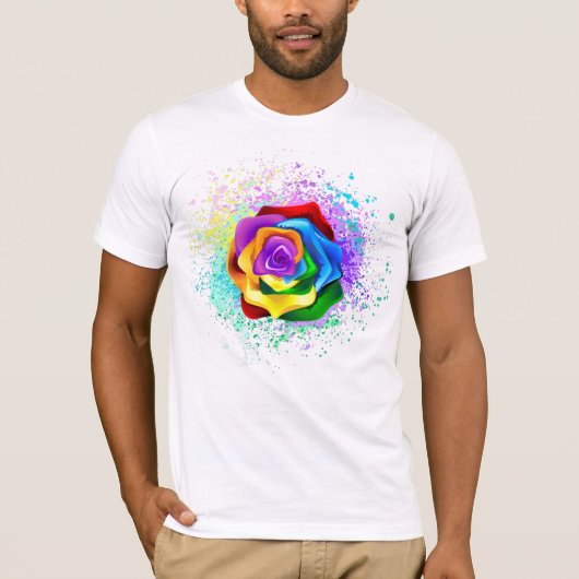 レインボーカラフルバラ Tシャツ (正面)