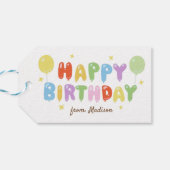 レインボーカラフルバルーンシンプルハッピーバースデー ギフトタグ (裏面横)