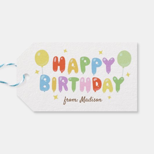 レインボーカラフルバルーンシンプルハッピーバースデー ギフトタグ (裏面横)
