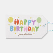 レインボーカラフルバルーンシンプルハッピーバースデー ギフトタグ (正面(横))