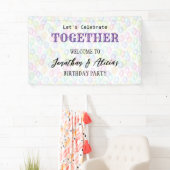 レインボーカラフルバルーンジョイントバースデーパーティー 横断幕 (インサイチュ)