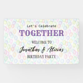 レインボーカラフルバルーンジョイントバースデーパーティー 横断幕