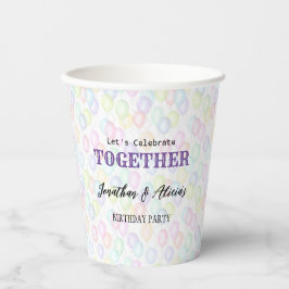 レインボーカラフルバルーンジョイントバースデーパーティー 紙コップ