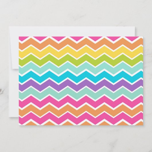 レインボーカラフルバースデーパーティーガールフォト 招待状 (裏面)