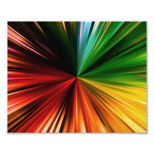レインボーカラフルバースト抽象芸術デジタルアートデザイン フォトプリント (正面)