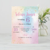 レインボーカラフルパステル誕生日招待状 招待状 (スタンド正面)