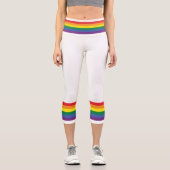 レインボーカラフルパタストライプのーン カプリレギンス (正面)