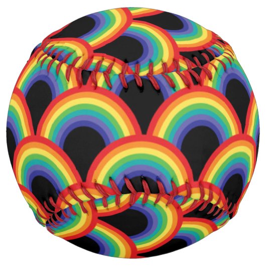 レインボーカラフルパターン ソフトボール (正面)