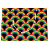 レインボーカラフルパターン ラージペーパーバッグ (正面)