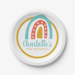 レインボーカラフルパーソナライズされた誕生日 ペーパープレート