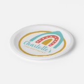 レインボーカラフルパーソナライズされた誕生日 ペーパープレート (アングル)