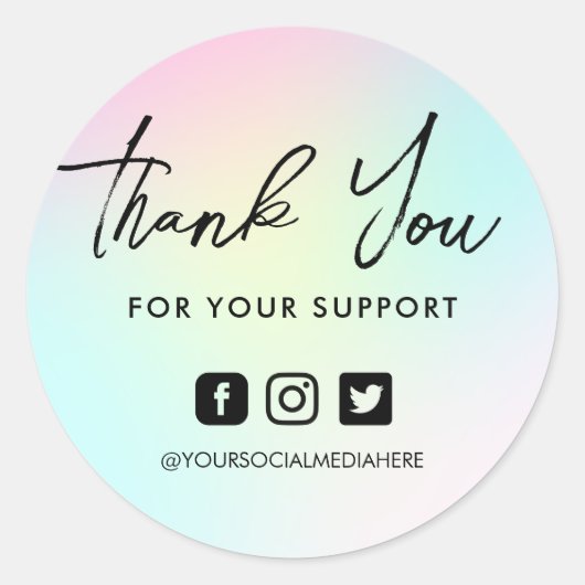 レインボーカラフルピンクブルークラシックラウンドステッカー ラウンドシール (正面)