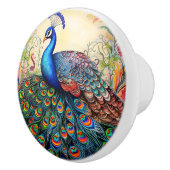 レインボーカラフルピーコック セラミックノブ (右)