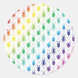 レインボーカラフルファンタジードラゴンキルトパターン ラウンドシール