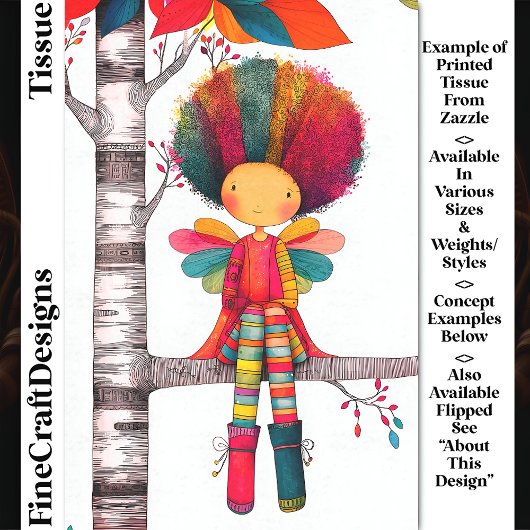 レインボーカラフルフェアリー、アフロ・ヘアDG9RFデクページ 薄葉紙