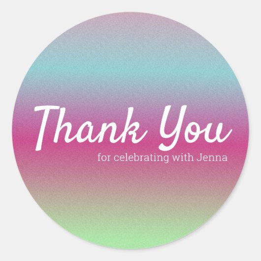 レインボーカラフルフェイクグリッターピンクブルー ラウンドシール (正面)