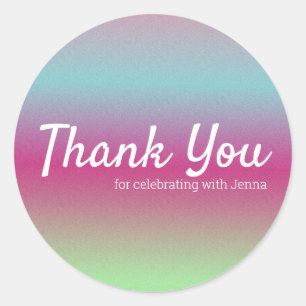 レインボーカラフルフェイクグリッターピンクブルー ラウンドシール