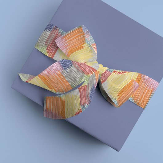 レインボーカラフルフモダンリンジ サテンリボン