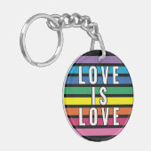 レインボーカラフルフラッグの色のパタストライプーン キーホルダー (正面左)