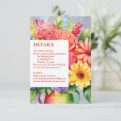 レインボーカラフルフラワーズ詳細エンクロージャカード 出欠カード (スタンド正面)