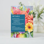 レインボーカラフルフラワーズ詳細エンクロージャカード 出欠カード (スタンド正面)