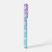 レインボーカラフルフラワーパターンモノグラムイニシャル iPhoneケース (右側面)