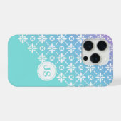 レインボーカラフルフラワーパターンモノグラムイニシャル iPhoneケース (裏面横)