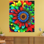 レインボーカラフルフラワー104 キャンバスプリント (インサイチュ (リビング))