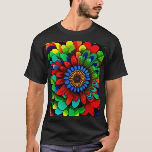 レインボーカラフルフラワー104 Tシャツ (正面)