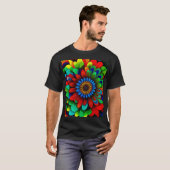 レインボーカラフルフラワー104 Tシャツ (正面フル)