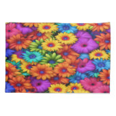 レインボーカラフルフローラ#22 - Pillowcase 枕カバー (裏面-左)