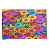 レインボーカラフルフローラ#22 - Pillowcase 枕カバー (正面右)