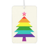 レインボーカラフルプライドストライプのクリスマスツリー カーエアーフレッシュナー (正面)