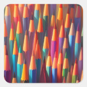 レインボーカラフルペンシル・パレット水彩画 スクエアシール (正面)