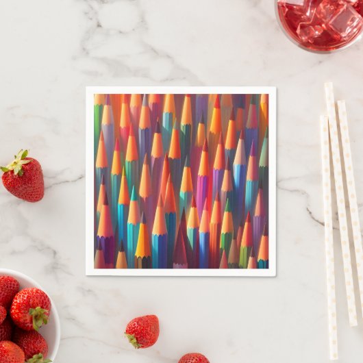 レインボーカラフルペンシル・パレット水彩画 スタンダードカクテルナプキン (インサイチュ)
