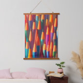 レインボーカラフルペンシル・パレット水彩画 吊り下げ型タペストリー (寝室)