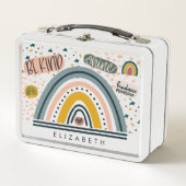 レインボーカラフルホシックビーフレンドリーシャインハート メタルランチボックス (正面)